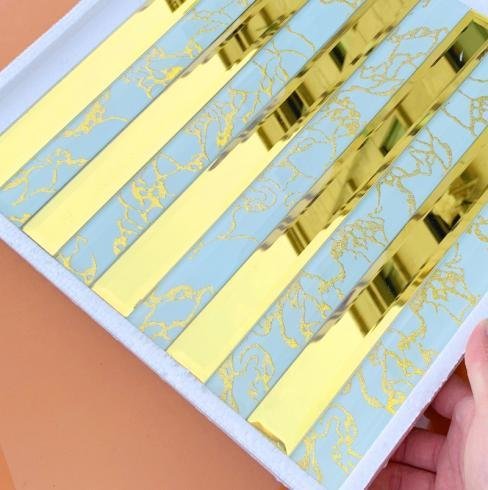 CM-MR-153 Blue and Gold Strip Mirror Mosaic Tile mosaic tile