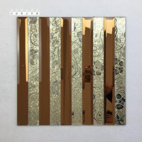 CM-MR-154 Bronze and Silver Strip Mirror Mosaic Tile mosaic tile