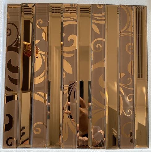 CM-MR-157 Bronze Wave Pattern Mirror Mosaic Tile mosaic tile
