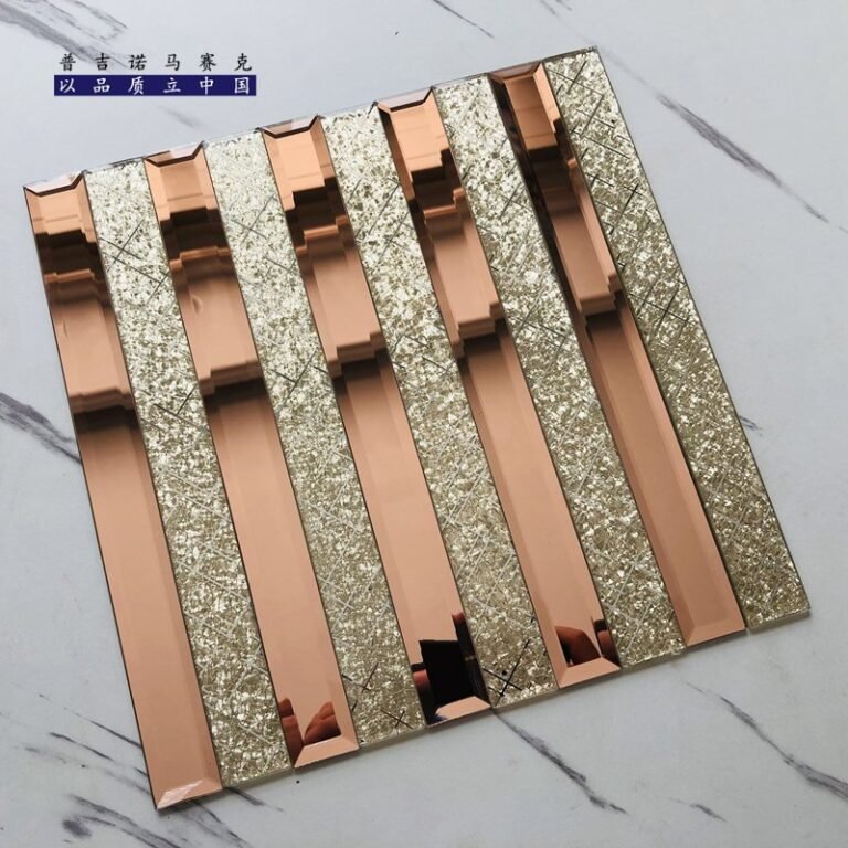 CM-MR-158 Rose Gold and Silver Strip Mirror Mosaic Tile mosaic tile