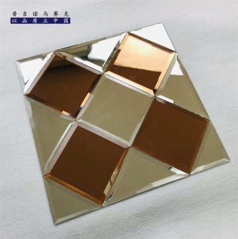 CM-MR-163 Rose Gold and Silver Diamond Mirror Mosaic Tile mosaic tile