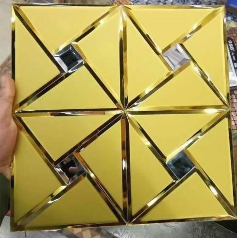 CM-MR-175 Gold and Silver Triangle Mirror Mosaic Tile mosaic tile