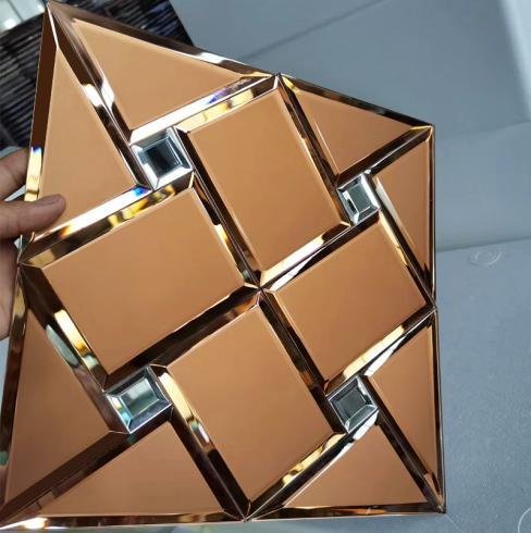CM-MR-176 Rose Gold 3D Mirror Mosaic Tile mosaic tile