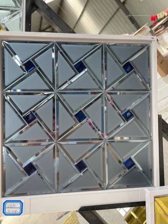 CM-MR-179 Silver and Blue Diamond Mirror Mosaic Tile mosaic tile