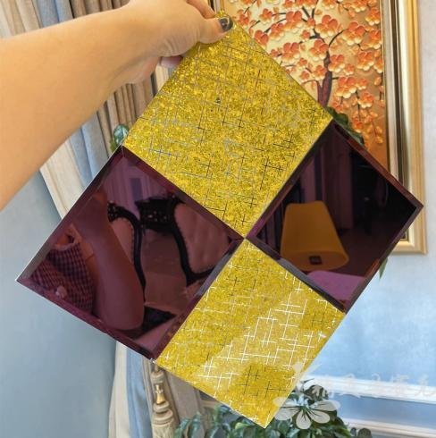 CM-MR-185 Purple and Gold Diamond Mirror Mosaic Tile mosaic tile