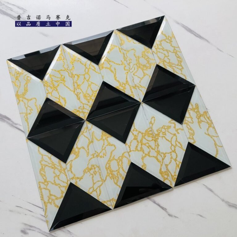 CM-MR-197 Black and White Leaf Diamond Mirror Mosaic Tile mosaic tile