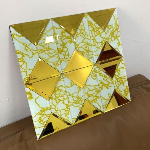 CM-MR-200 White and Gold Leaf Diamond Mirror Mosaic Tile mosaic tile