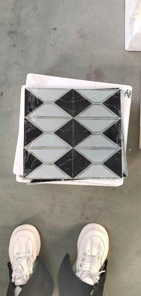 CM-MR-203 Black and White Diamond Mirror Mosaic Tile mosaic tile