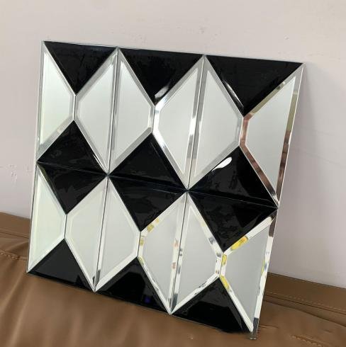 CM-MR-205 Black and White Diamond Mirror Mosaic Tile mosaic tile
