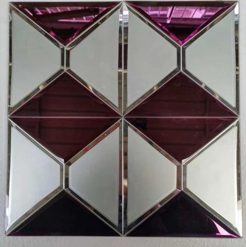CM-MR-208 Burgundy and Silver Diamond Mirror Mosaic Tile mosaic tile