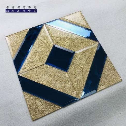 CM-MR-230 Black and Gold Diamond Frame Mirror Mosaic Tile mosaic tile