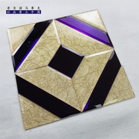CM-MR-231 Black and Gold Crackle Diamond Mirror Mosaic Tile mosaic tile