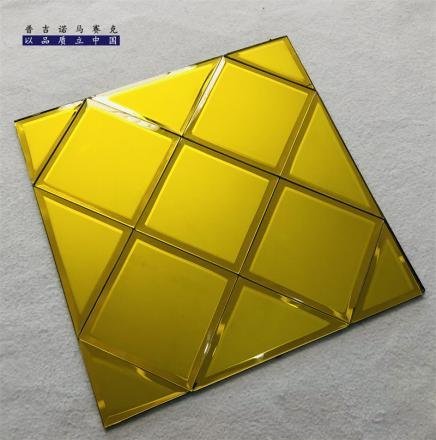 CM-MR-253 Gold Diamond Grid Mirror Mosaic Tile mosaic tile