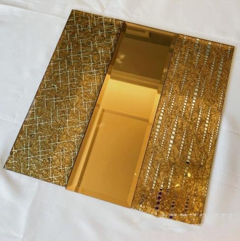 CM-MR-276 Gold Textured Frame Mirror Mosaic Tile mosaic tile