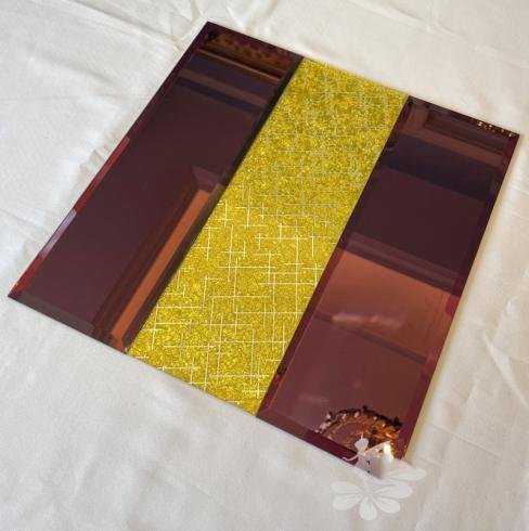 CM-MR-277 Burgundy and Gold Strip Mirror Mosaic Tile mosaic tile