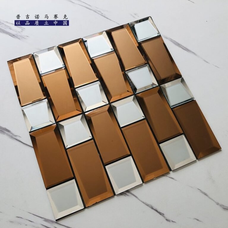 CM-MR-309 Bronze and White Brick Strip Mirror Mosaic Tile mosaic tile