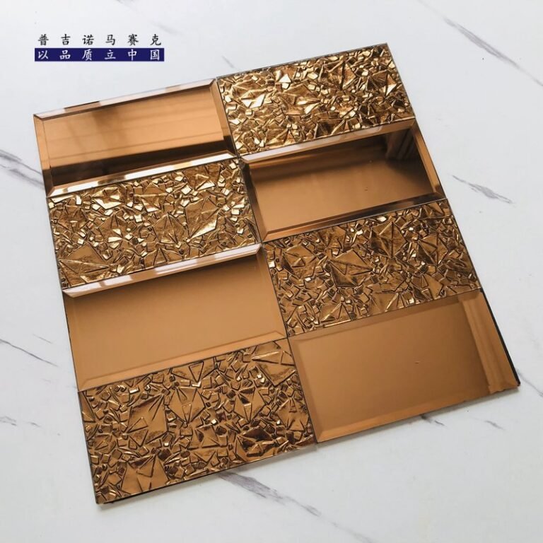 CM-MR-311 Rose Gold Textured Brick Mirror Mosaic Tile mosaic tile