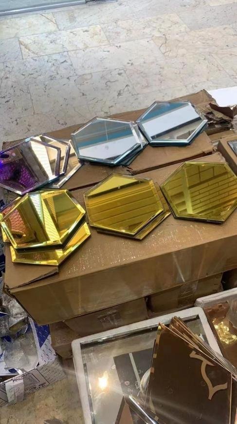 CM-MR-316 Gold Hexagon Mix Mirror Mosaic Tile mosaic tile