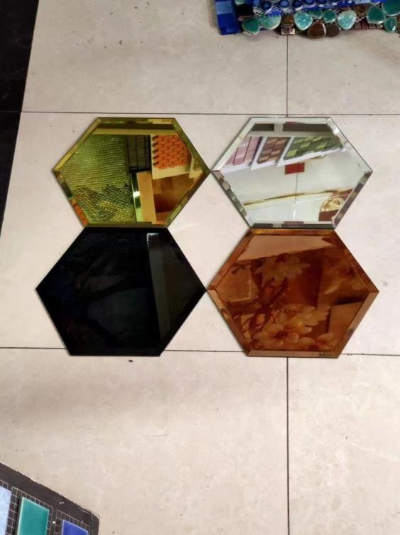 CM-MR-317 Black and Gold Hexagon Mirror Mosaic Tile mosaic tile