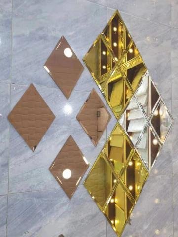 CM-MR-318 Gold Diamond Mix Mirror Mosaic Tile mosaic tile