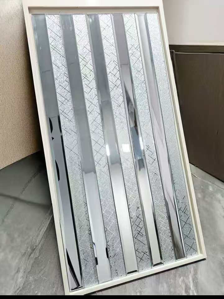 CM-MR-338 Silver and White Strip Mirror Mosaic Tile mosaic tile
