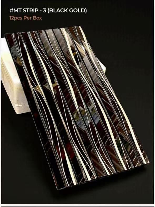 CM-MR-345 Silver and Black Strip Mirror Mosaic Tile mosaic tile