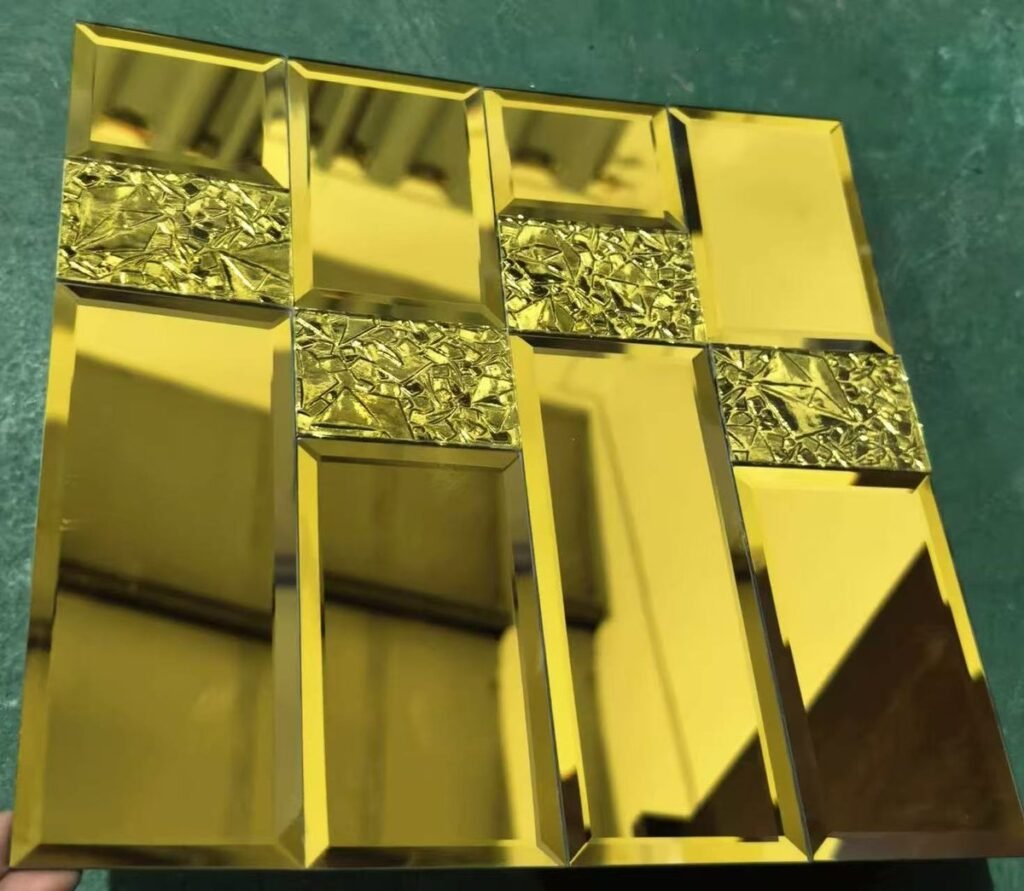 CM-MR-357 Gold Diamond Mix Mirror Mosaic Tile mosaic tile
