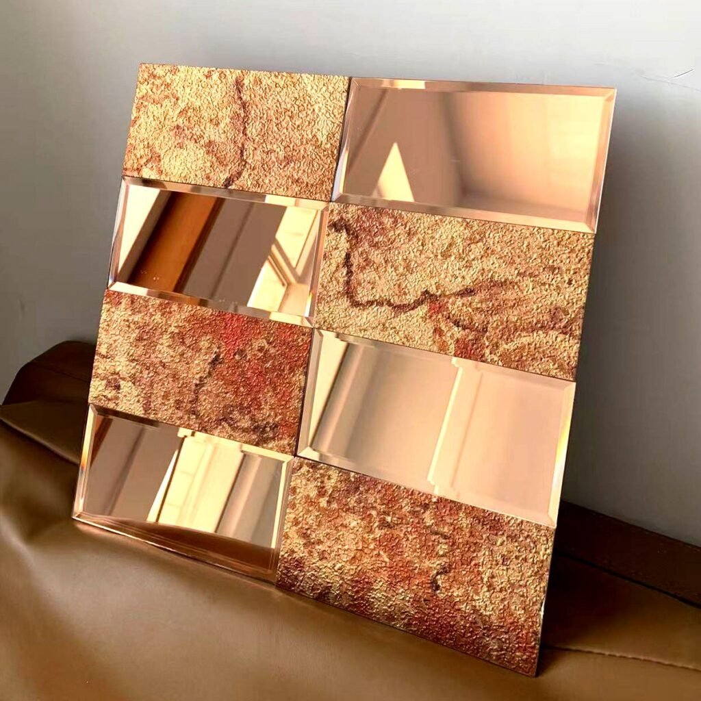CM-MR-362 Rose Gold and Pink Patterned Mirror Mosaic Tile mosaic tile
