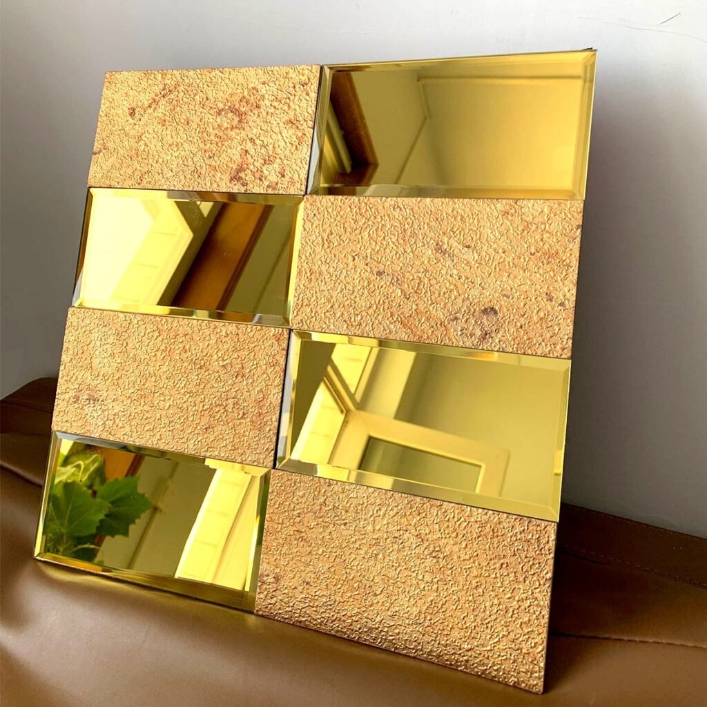 CM-MR-363 Gold and Bronze Patterned Mirror Mosaic Tile mosaic tile
