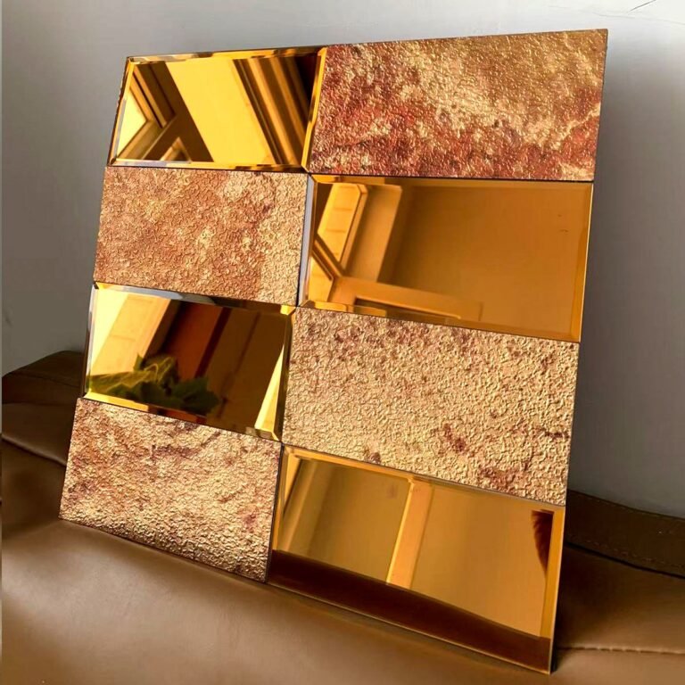 CM-MR-364 Gold and Rose Patterned Mirror Mosaic Tile mosaic tile