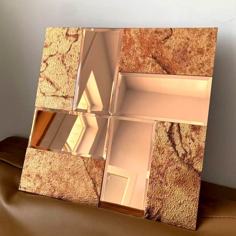 CM-MR-367 Rose Gold and Bronze Patterned Mirror Mosaic Tile mosaic tile