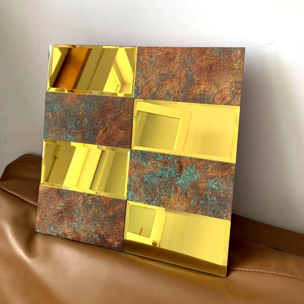CM-MR-370 Gold and Bronze Textured Mirror Mosaic Tile mosaic tile