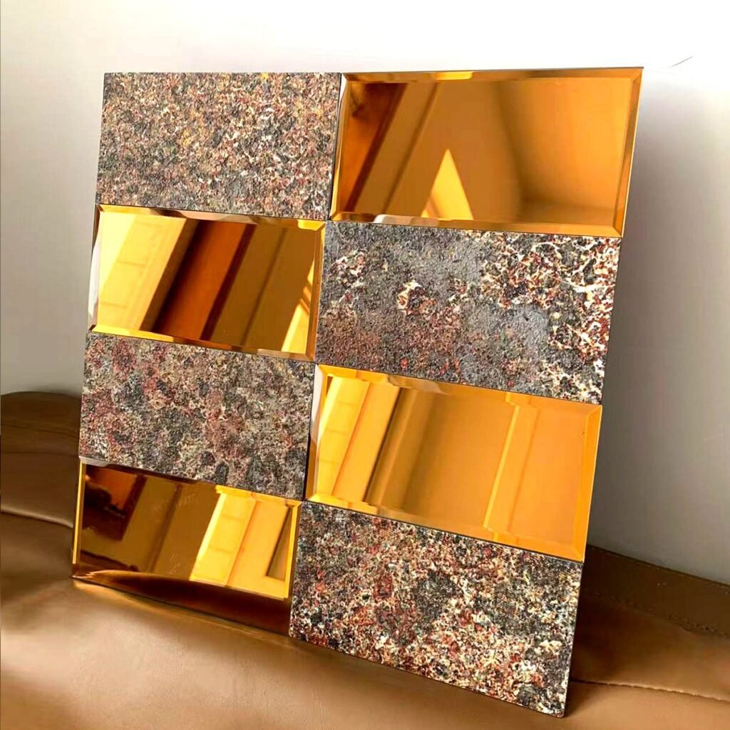 CM-MR-371 Gold and Rust Patterned Mirror Mosaic Tile mosaic tile