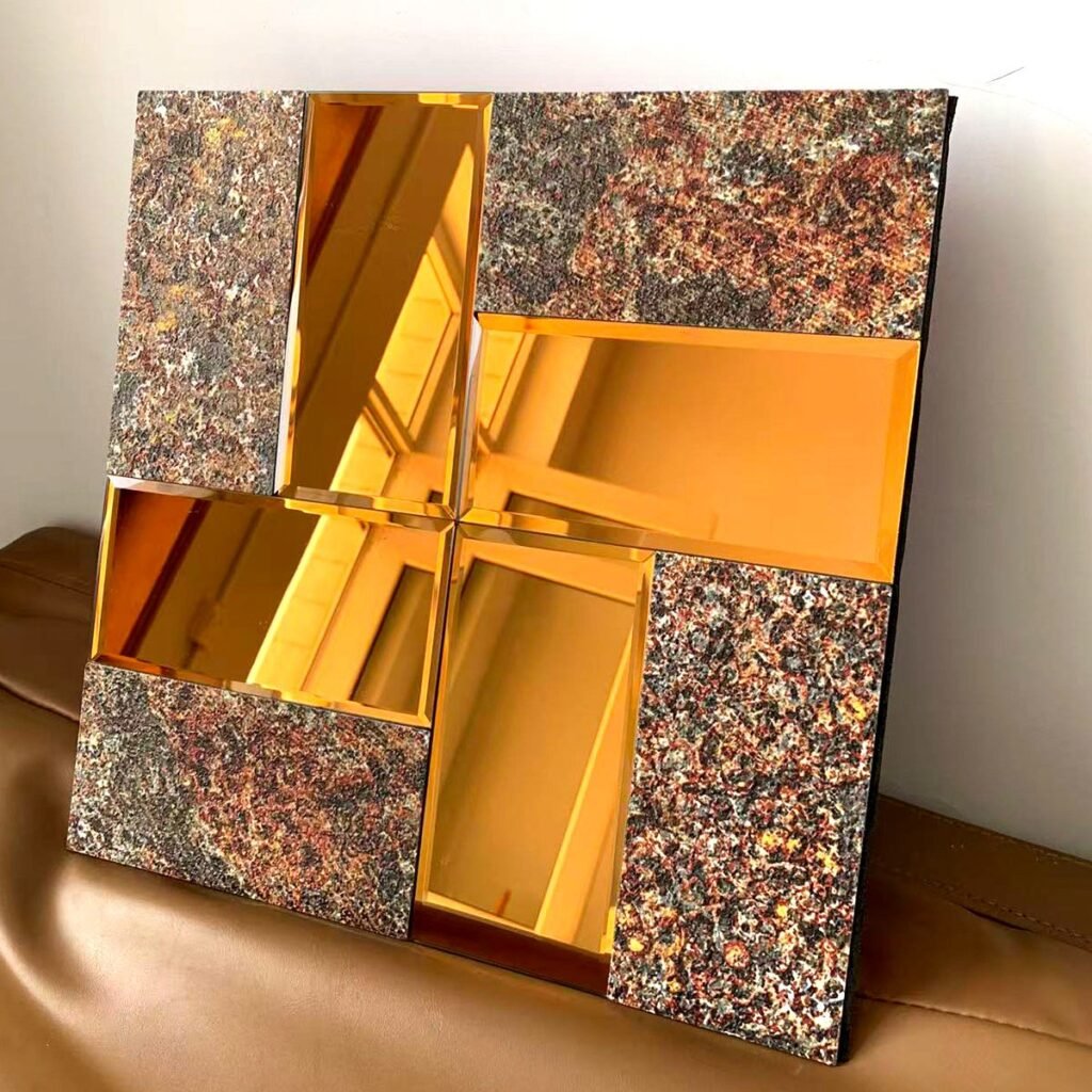 CM-MR-373 Rose Gold and Teal Patterned Mirror Mosaic Tile mosaic tile