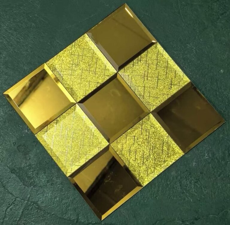 CM-MR-378 Gold and Green Textured Mirror Mosaic Tile mosaic tile