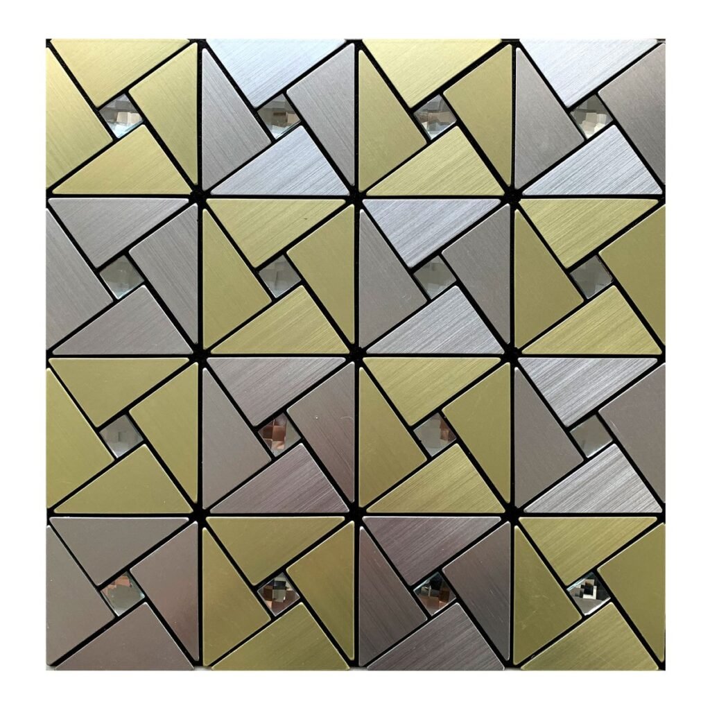 Grey and Gold Triangle Metal Mosaic Tile mosaic tile