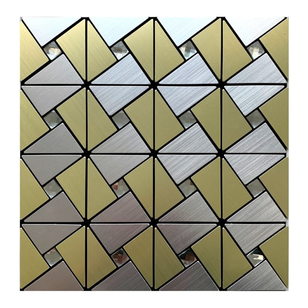 Grey and Gold Triangle Metal Mosaic Tile CM-MT-009 mosaic tile