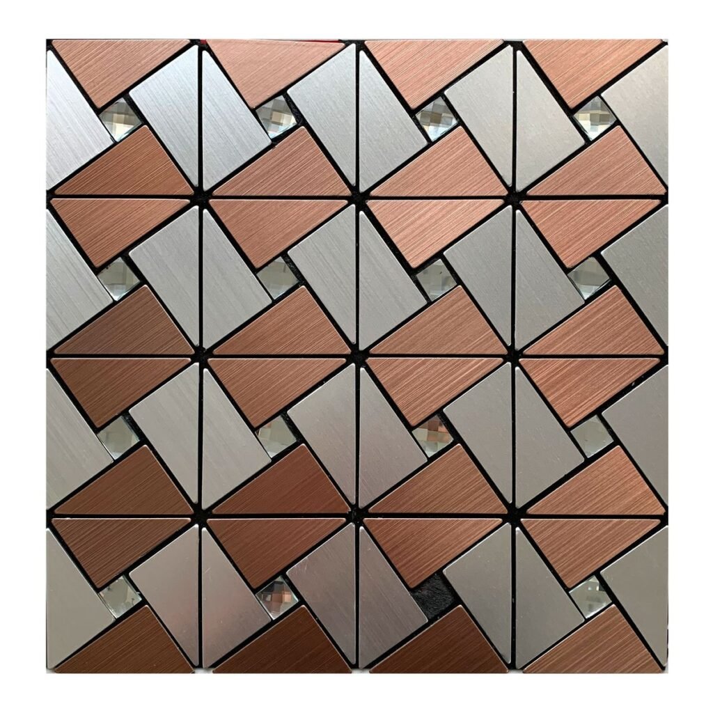 Rose Gold and Silver Triangle Metal Mosaic Tile mosaic tile
