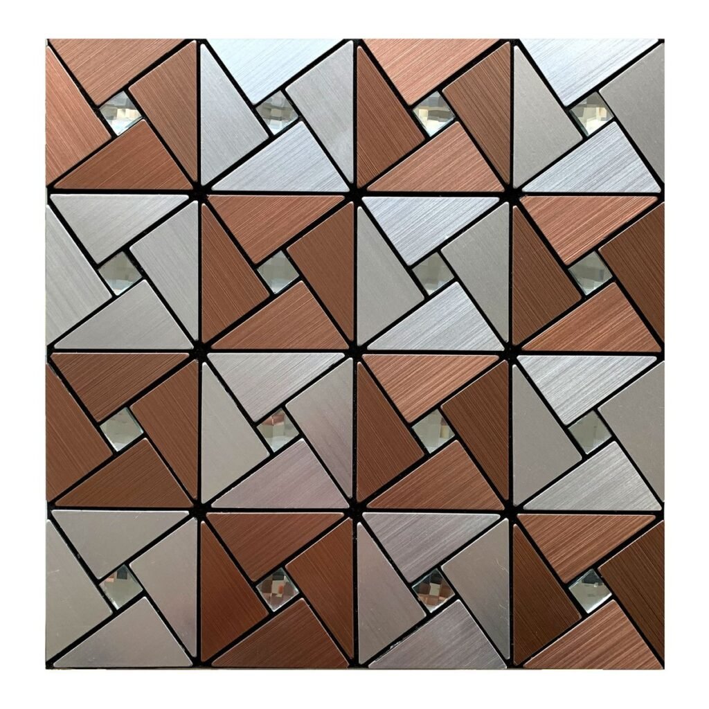 Silver and Copper Triangle Metal Mosaic Tile mosaic tile