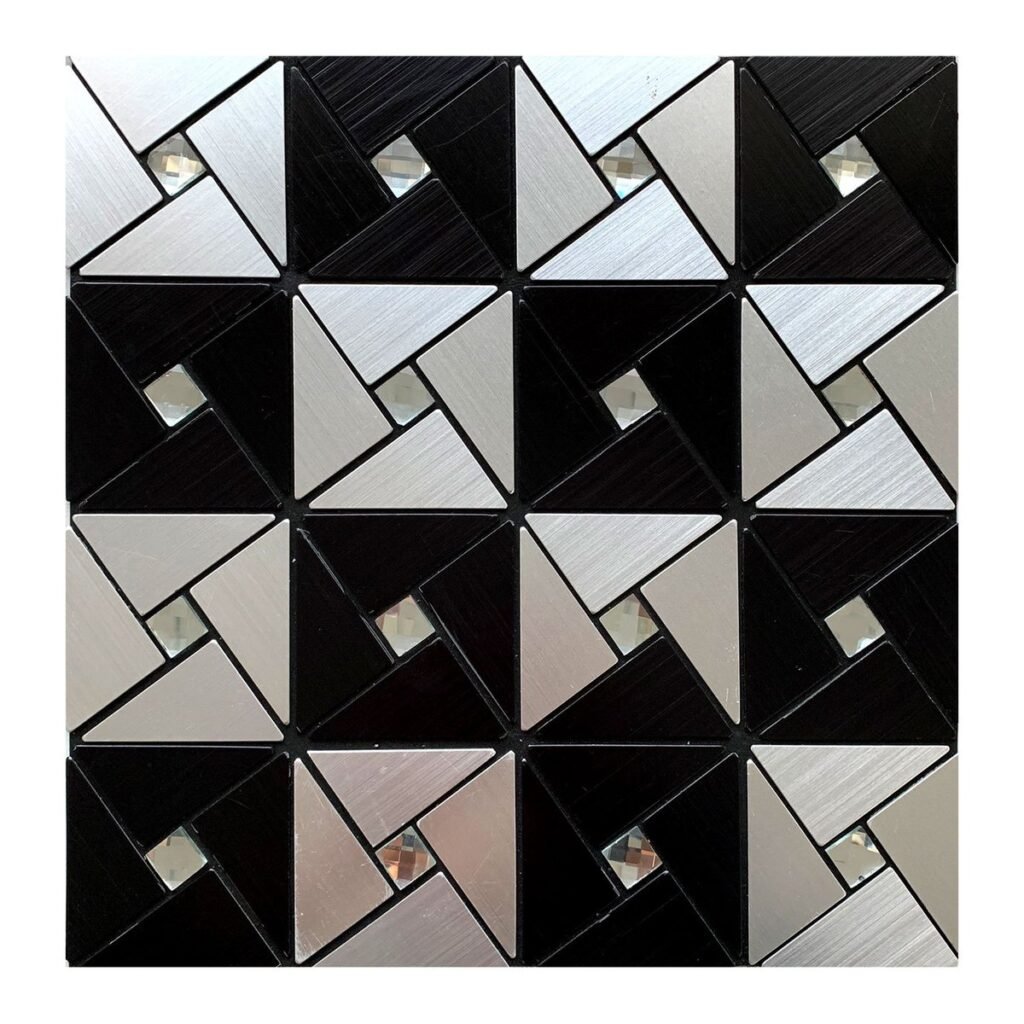 Black and Silver Diamond Checker Metal Mosaic Tile mosaic tile