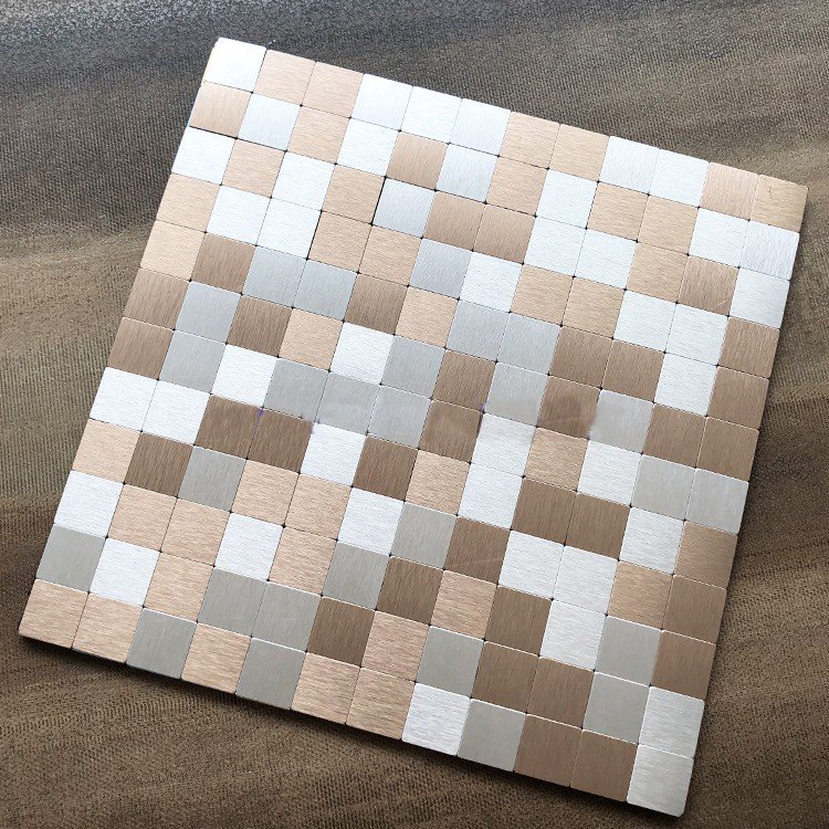 Multi-Tone Beige Square Metal Mosaic Tile mosaic tile