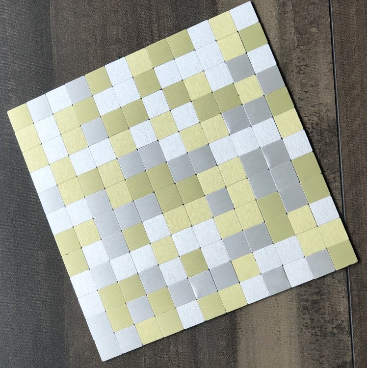 Cream and Green Square Metal Mosaic Tile mosaic tile
