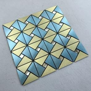 Blue and Gold Triangle Metal Mosaic Tile mosaic tile