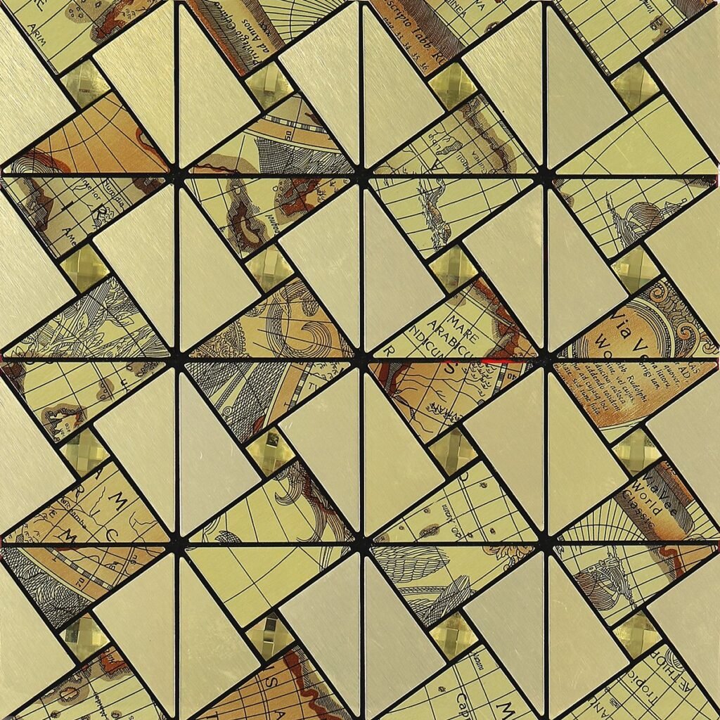 Olive Green Ornamental Metal Mosaic Tile mosaic tile