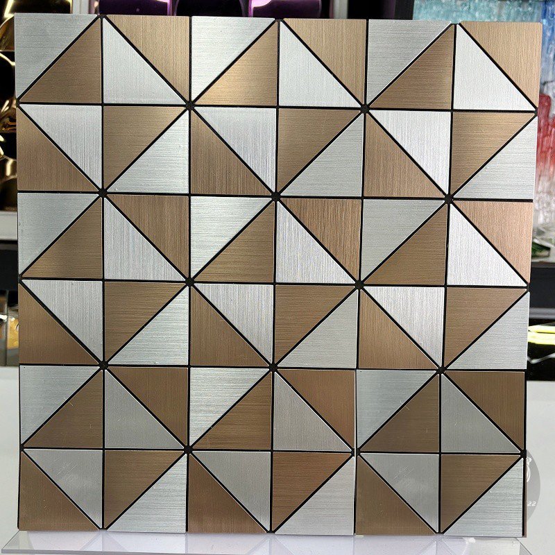Multi-Tone Copper Silver Triangle Metal Mosaic Tile mosaic tile