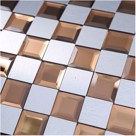 Copper and White Square Metal Mosaic Tile mosaic tile