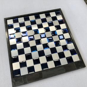 Black White and Blue Square Metal Mosaic Tile mosaic tile