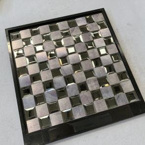 Silver and White Square Metal Mosaic Tile mosaic tile