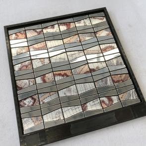 Copper and White Strip Metal Mosaic Tile mosaic tile