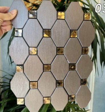 White and Silver Hexagon Metal Mosaic Tile mosaic tile